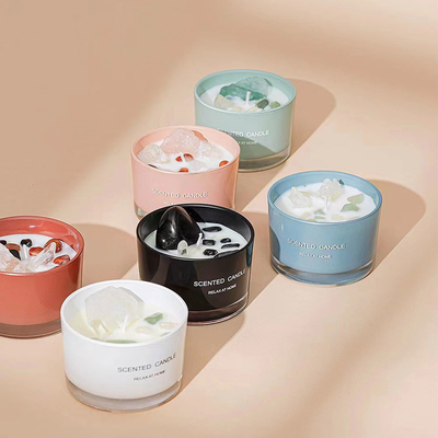 Các mùi hương khác nhau Lọ thủy tinh Sáp đậu nành 65g Nến thơm với đá