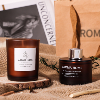Nước hoa sang trọng tiệc cưới Jar Candle Reed Diffuser Bộ quà tặng đầy màu sắc Sức khỏe