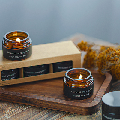 Sáp đậu nành màu nâu Giáng sinh 25g Lọ thủy tinh Nến thơm với hộp 3 cái