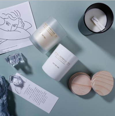 Aroma Home Sáp đậu nành đen và trắng Tùy chỉnh nến thơm có nắp gỗ