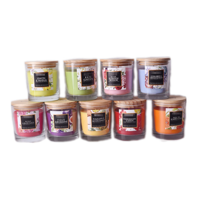 Aroma Home Kẹo thủy tinh màu đỏ Nến thơm tùy chỉnh có nắp gỗ