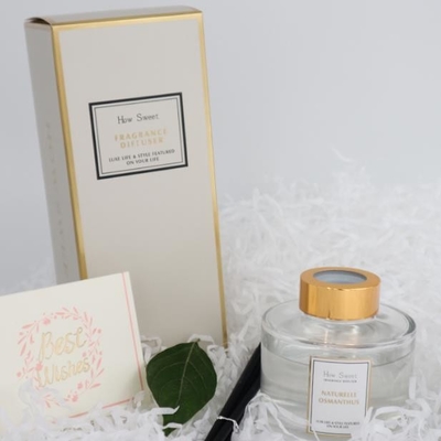 Bộ khuếch tán Aroma Reed Chai tròn 126ml Bộ quà tặng sang trọng có nắp vàng