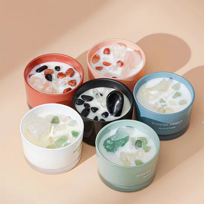 Các mùi hương khác nhau Lọ thủy tinh Sáp đậu nành 65g Nến thơm với đá