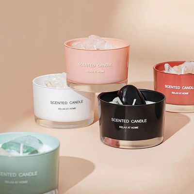 Các mùi hương khác nhau Lọ thủy tinh Sáp đậu nành 65g Nến thơm với đá