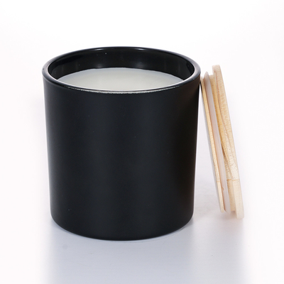 Lọ thủy tinh nắp gỗ màu đen Nến thơm 420g 10 * 10cm