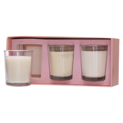 Aroma Home Tùy chỉnh hương liệu Lọ thủy tinh Nến trắng 70g * 3 cho sinh nhật đám cưới