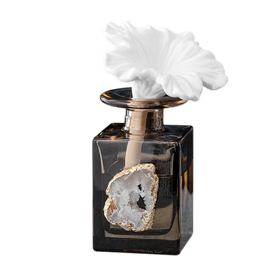 Chai thủy tinh khách sạn Máy khuếch tán tinh dầu sậy Flameless Fragrance Fiber Mây Stick Nắp kim loại vàng