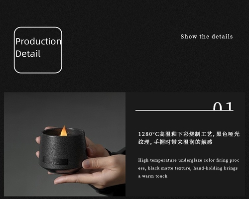 AROMA HOME Bán buôn Trang chủ tùy chỉnh Trang trí nhà màu đen Bấc bằng gỗ mờ sáng tạo Nắp kim loại bằng gốm Nến thơm