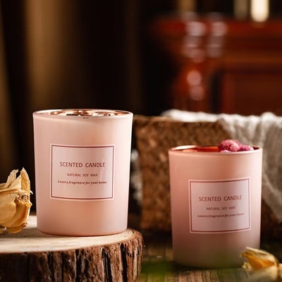 AROMA HOME Nhãn hiệu riêng Màu hồng Hương liệu lãng mạn Hoa khô thơm Nến sáp đậu nành cho các sự kiện