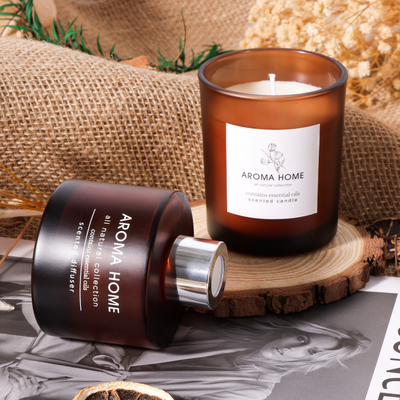 AROMA HOME Tinh dầu thơm bán chạy Bình thủy tinh màu nâu sang trọng Bộ quà tặng Nến thơm khuếch tán sậy màu nâu sang trọng