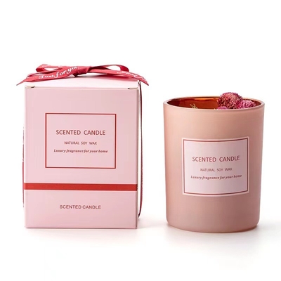 AROMA HOME Màu hồng lãng mạn Hương liệu hoa khô sang trọng Nhãn hiệu riêng Nến thơm sáp đậu nành cho sự kiện sắp xếp