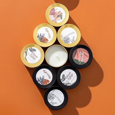 AROMA HOME Bộ quà tặng màu đen và vàng nhỏ tùy chỉnh 5 mùi hương Hương thơm tại nhà Nến thơm sáp đậu nành