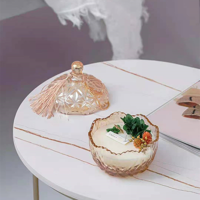 Aroma Home Paraffin Soy Wax Dầu thơm Amber Glass Nến thơm có nắp