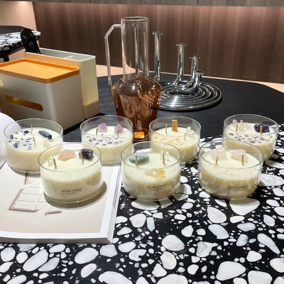 AROMA HOME Logo tùy chỉnh Soy Wax Crystal Stone Nến thơm lớn 10 OZ