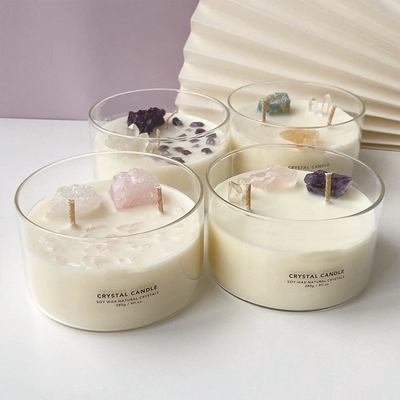 AROMA HOME Logo tùy chỉnh Soy Wax Crystal Stone Nến thơm lớn 10 OZ