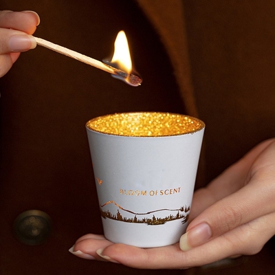 Màu xanh lá cây trắng rỗng hình bóng cốc lọ nến thơm sáp đậu nành Tealight