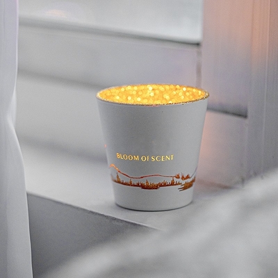 Màu xanh lá cây trắng rỗng hình bóng cốc lọ nến thơm sáp đậu nành Tealight