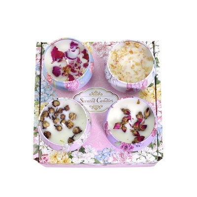 Nhãn hiệu riêng tùy chỉnh Hoa khô thơm Crystal Soy Wax Tin Bộ quà tặng Nến