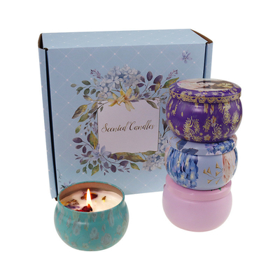 Nhãn hiệu riêng tùy chỉnh Hoa khô thơm Crystal Soy Wax Tin Bộ quà tặng Nến