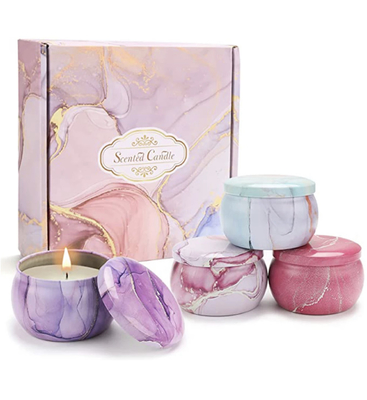 Nhãn hiệu riêng tùy chỉnh Hoa khô thơm Crystal Soy Wax Tin Bộ quà tặng Nến