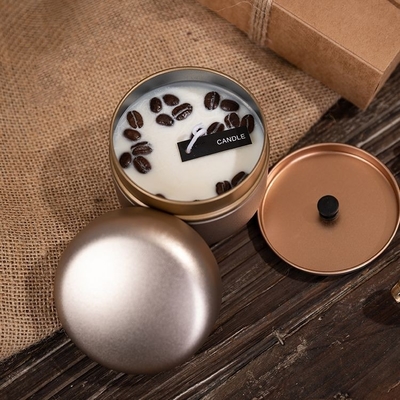 Soy Wax Kem cá nhân Coffee Bean Tin Nến thơm vàng mã cho sự kiện