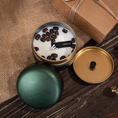 Soy Wax Kem cá nhân Coffee Bean Tin Nến thơm vàng mã cho sự kiện