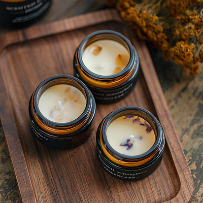 Sáp đậu nành màu nâu Giáng sinh 25g Lọ thủy tinh Nến thơm với hộp 3 cái