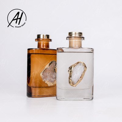 Sợi mây vuông Nắp vàng Chai thủy tinh Tinh dầu Aroma Reed Diffuser 180ML