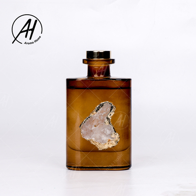 Sợi mây vuông Nắp vàng Chai thủy tinh Tinh dầu Aroma Reed Diffuser 180ML