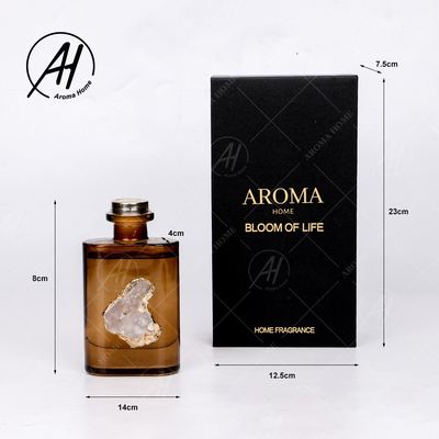Sợi mây vuông Nắp vàng Chai thủy tinh Tinh dầu Aroma Reed Diffuser 180ML