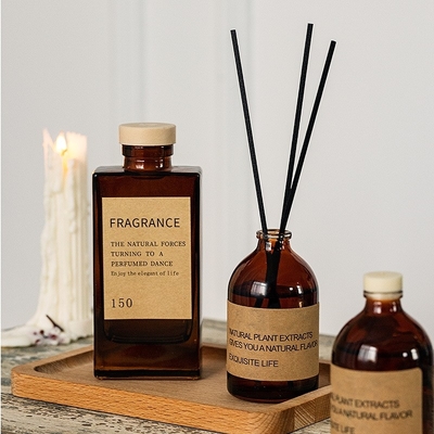 Chai thủy tinh hương liệu Nước hoa màu nâu 100ml Máy khuếch tán cây sậy sang trọng