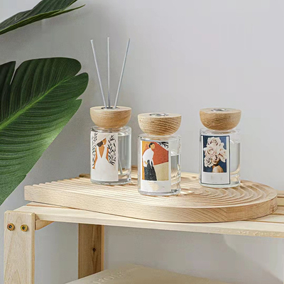 Tinh dầu thơm Nước hoa Nước hoa Chai thủy tinh Máy khuếch tán sậy có nắp gỗ