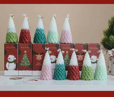 AROMA HOME Bán buôn Hình dạng cây Giáng sinh sang trọng Hình dạng nến thơm sáp đậu nành mới lạ