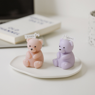 Trang Trí Sinh Nhật Thủ Công Handmade Hình Gấu Bông Nến Thơm
