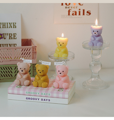 Trang Trí Sinh Nhật Thủ Công Handmade Hình Gấu Bông Nến Thơm