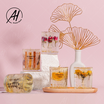 Phong cách phổ biến Hộp quà tặng hương liệu tùy chỉnh Real Flower Jelly Cup Wax