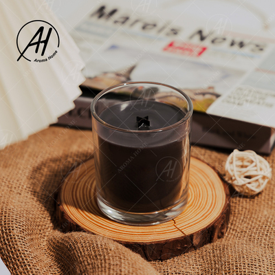 Tùy chỉnh Jar trong suốt Black Soy Wax Vanilla Scent Candle Với nắp đậy bằng gỗ