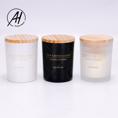 Black White Matte Glass Jar Spa Nến thơm Tinh dầu 100% Sáp đậu nành