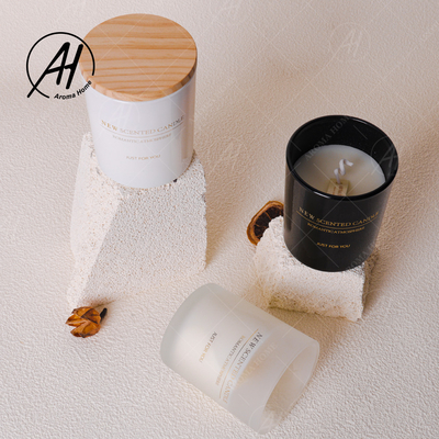 Black White Matte Glass Jar Spa Nến thơm Tinh dầu 100% Sáp đậu nành