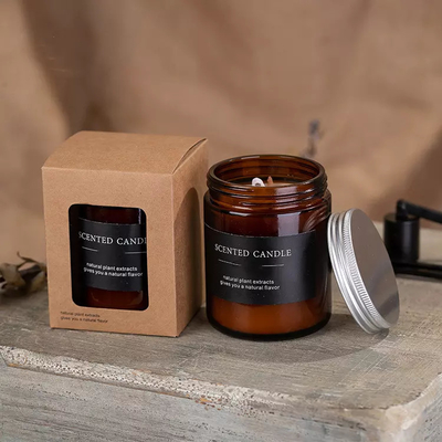 Thân thiện với môi trường Nhãn hiệu riêng Tinh dầu Nến màu hổ phách Nến thủy tinh 4 Oz