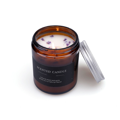 Thân thiện với môi trường Nhãn hiệu riêng Tinh dầu Nến màu hổ phách Nến thủy tinh 4 Oz
