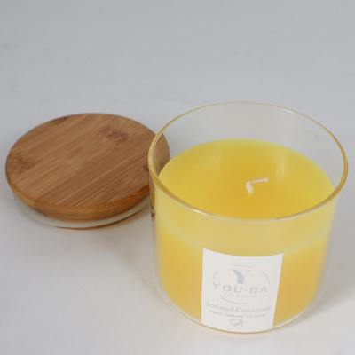 2022 Aroma Home Sang trọng Thủy tinh đầy màu sắc Sáp đậu nành Nến thơm có nắp gỗ