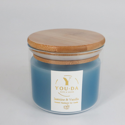 2022 Aroma Home Sang trọng Thủy tinh đầy màu sắc Sáp đậu nành Nến thơm có nắp gỗ