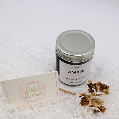 ODM Màu hổ phách Thủy tinh Đóng hộp Mason Jar Nến để tập trung vào liệu pháp hương thơm