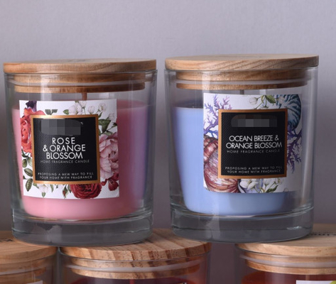 Aroma Home Kẹo thủy tinh màu đỏ Nến thơm tùy chỉnh có nắp gỗ