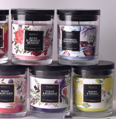 Aroma Home Kẹo thủy tinh màu đỏ Nến thơm tùy chỉnh có nắp gỗ