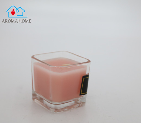 Nhãn đen tùy chỉnh Gardenia Bình thủy tinh vuông Nến thơm 9 Oz cho đám cưới
