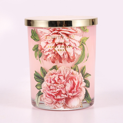Pastel Lọ thủy tinh 14.5oz Nến thơm Hoa trà bạch đàn với hương thơm tùy chỉnh