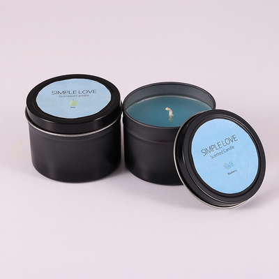 OEM 2 Oz tái chế mờ đen thiếc có thể nến cho phòng ngủ