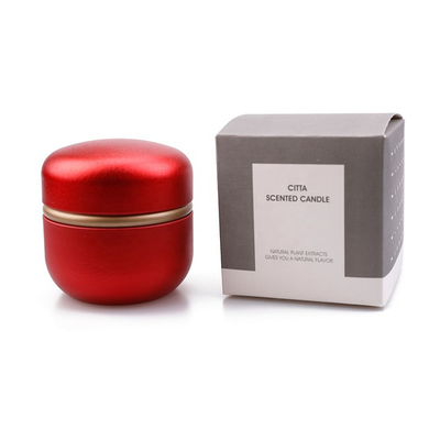 ODM 6 Oz Hộp đựng nến Thiếc màu đỏ Hình tròn màu xanh lá cây với hạt cà phê